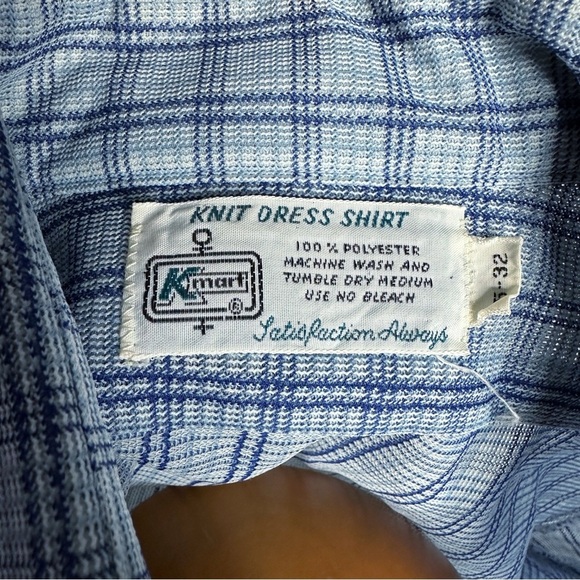 Vintage 70s K-Mart Blue Knit Retro Shirt - Picture 4 of 12